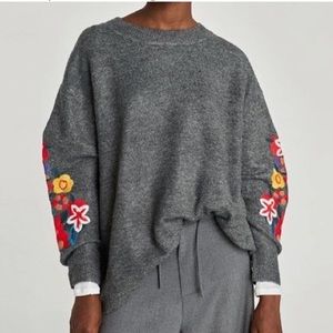 Zara Embroidered Floral Sweater